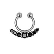 FSEPJ-07, Fake Septum Piercing aus Chirurgenstahl 316L mit Kristall.