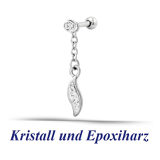 MJBTCH-06, Ohrpiericng aus Chirurgenstahl 316L mit Kristall & Zirkonia.