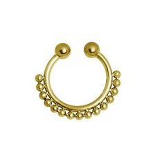 BG-FSEPX-03, Fake Septum Piercing aus Chirurgenstahl 316L (PVD vergoldet).