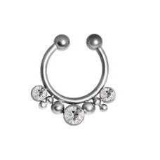 FSEPJ-04, Fake Septum Piercing aus Chirurgenstahl 316L mit Kristall.